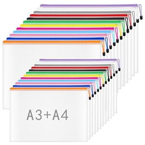 NORTHERN BROTHERS Dokumententasche A3+A4 mit Reißverschluss, 24 Stück Wasserdichte Dokumententaschen, PVC Dokumenten Tasche für Büro Schule Haushalt NORTHERN BROTHERS Dokumententasche A3+A4 mit Reißverschluss, 24 Stück Wasserdichte Dokumententaschen, PVC Dokumenten Tasche für Büro Schule Haushalt