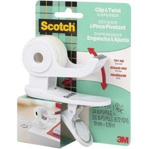 Scotch Clip & Twist Klebeband-Abroller C19, Weiß + Magic Unsichtbares Klebeband, 1 Rolle (19 mm × 8,89 m) Nachfüllbarer Klebebandabroller für Schule, Zuhause und Büro Scotch Clip & Twist Klebeband-Abroller C19, Weiß + Magic Unsichtbares Klebeband, 1 Rolle (19 mm × 8,89 m) Nachfüllbarer Klebebandabroller für Schule, Zuhause und Büro