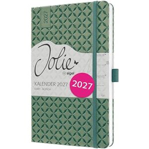 Sigel 7J135 Wochenkalender 2027 A5 grün, Hardcover, Gummiband, Stiftschlaufe, Einstecktasche, 174 Seiten, Buchkalender, Terminplaner Taschenkalender Jolie Sigel 7J135 Wochenkalender 2027 A5 grün, Hardcover, Gummiband, Stiftschlaufe, Einstecktasche, 174 Seiten, Buchkalender, Terminplaner Taschenkalender Jolie