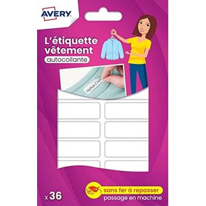 Avery Kleideretiketten 1 Format 36 Stück, Weiß, 1,3 x 4,5 cm, Selbstklebend, Ideal für Kindergarten, Schule, Reisen Avery Kleideretiketten 1 Format 36 Stück, Weiß, 1,3 x 4,5 cm, Selbstklebend, Ideal für Kindergarten, Schule, Reisen