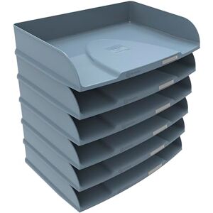 Exacompta Combo Styli Autentik 10570D Briefablage, horizontal, für Dokumente im Querformat, mit Etikettenhalter, stapelbar, Maße: 25,5 x 36,5 x 6,5 cm, Blau, Grau, 6 Stück Exacompta Combo Styli Autentik 10570D Briefablage, horizontal, für Dokumente im Querformat, mit Etikettenhalter, stapelbar, Maße: 25,5 x 36,5 x 6,5 cm, Blau, Grau, 6 Stück