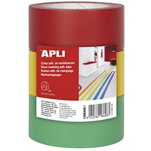 APLI 18608 Klebeband, PVC, rot, gelb, grün, 40 mm x 33 m, 160 μm, 3 Stück APLI 18608 Klebeband, PVC, rot, gelb, grün, 40 mm x 33 m, 160 μm, 3 Stück