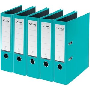 Leitz VON Ordner A4, 5er Pack, Karton mit Kunststoffeinband, 80 mm Rückenbreite, Für 600 Blatt, Blauer Engel & FSC-zertifiziert, Für Schule, Studium & Zuhause, Türkis, 10551052 Leitz VON Ordner A4, 5er Pack, Karton mit Kunststoffeinband, 80 mm Rückenbreite, Für 600 Blatt, Blauer Engel & FSC-zertifiziert, Für Schule, Studium & Zuhause, Türkis, 10551052