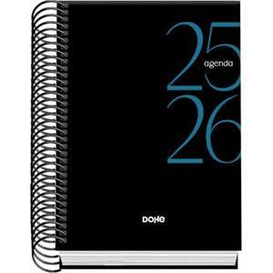 DOHE Schulagenda 2025 2026 Eine Seite pro Tag, Größe A6 (12x17 cm), Spanisch und Englisch, September bis Juni, Spiralbindung, Hardcover SYSTEM Schwarz DOHE Schulagenda 2025 2026 Eine Seite pro Tag, Größe A6 (12x17 cm), Spanisch und Englisch, September bis Juni, Spiralbindung, Hardcover SYSTEM Schwarz