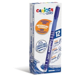 CARIOCA OOPS radierbare blaue Stifte, 12er-Schachtel, Spitze Ø 0,7 mm, ergonomischer dreieckiger Griff, Doppelradierer, thermosensitive Tinte, kompatibel mit Nachfüllungen (12 Stifte) CARIOCA OOPS radierbare blaue Stifte, 12er-Schachtel, Spitze Ø 0,7 mm, ergonomischer dreieckiger Griff, Doppelradierer, thermosensitive Tinte, kompatibel mit Nachfüllungen (12 Stifte)