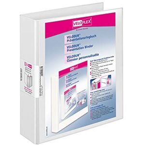 VELOFLEX 4141190 Ringbuch Velodur DIN A4, 4-D-Ring-Mechanik 40 mm, mit Sichttasche vorne und Rückentasche, weiß VELOFLEX 4141190 Ringbuch Velodur DIN A4, 4-D-Ring-Mechanik 40 mm, mit Sichttasche vorne und Rückentasche, weiß