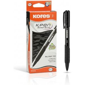 Kores 38621 K6: Schwarzer Druckkugelschreiber, 0,7 mm Fine Point Biro mit wischfester Tinte für flüssiges Schreiben, Softgrip, Schul- und Bürobedarf, 12er-Pack Kores 38621 K6: Schwarzer Druckkugelschreiber, 0,7 mm Fine Point Biro mit wischfester Tinte für flüssiges Schreiben, Softgrip, Schul- und Bürobedarf, 12er-Pack