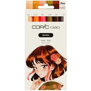 Copic Ciao MANGA Set Yumi, Marker Set mit 5 Rotbraun- und dezenten Grüntönen inkl. 1 Multiliner 0,3 mm in Weinrot, Twin Marker mit einer mittelbreiten und einer Brush Spitze Copic Ciao MANGA Set Yumi, Marker Set mit 5 Rotbraun- und dezenten Grüntönen inkl. 1 Multiliner 0,3 mm in Weinrot, Twin Marker mit einer mittelbreiten und einer Brush Spitze