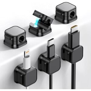 HoneyHolly Kabelhalter, 6 Stück Kabelmanagement, Selbstklebend, Kabelclips, Magnetisch, Kabelorganizer für Schreibtisch, Nachttisch, USB, HDMI, Audiokabel HoneyHolly Kabelhalter, 6 Stück Kabelmanagement, Selbstklebend, Kabelclips, Magnetisch, Kabelorganizer für Schreibtisch, Nachttisch, USB, HDMI, Audiokabel