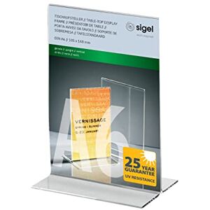 Sigel TA226 Tischaufsteller A6 gerade, hochwertiges glasklares Acryl, garantiert UV-beständig, Werbeaufsteller Sigel TA226 Tischaufsteller A6 gerade, hochwertiges glasklares Acryl, garantiert UV-beständig, Werbeaufsteller