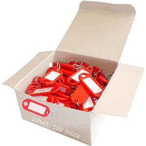 WEDO Schlüsselanhänger 100 Stück, rot – mit S-Haken, beschriftbar & Etiketten auswechselbar, 52×21×3 mm, Made in Germany WEDO Schlüsselanhänger 100 Stück, rot – mit S-Haken, beschriftbar & Etiketten auswechselbar, 52×21×3 mm, Made in Germany