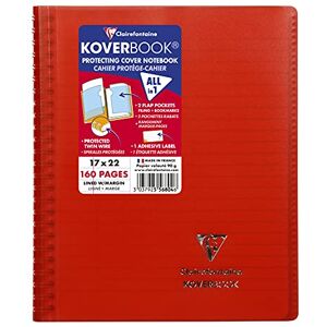Clairefontaine 556804C A Red Koverbook Spiralbuch, 17 x 22 cm, 160 linierte Seiten mit Rand, 90 g, weißes Papier, Polypro-Einband Clairefontaine 556804C A Red Koverbook Spiralbuch, 17 x 22 cm, 160 linierte Seiten mit Rand, 90 g, weißes Papier, Polypro-Einband