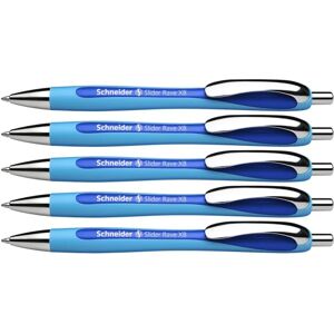 Schneider 132503 Slider Rave XB Kugelschreiber (Weiches Schreiben ohne Kratzen für lange Texte in Schule, Uni und Beruf) 5 Stück, Hellblau-Blau, Tinte: Blau Schneider 132503 Slider Rave XB Kugelschreiber (Weiches Schreiben ohne Kratzen für lange Texte in Schule, Uni und Beruf) 5 Stück, Hellblau-Blau, Tinte: Blau