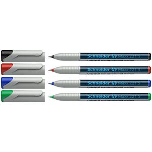 Schneider 221 S Universal-Marker (Non-Permanent, feucht abwischbar, 0,4 mm) 4er Etui schwarz/rot/blau/grün Schneider 221 S Universal-Marker (Non-Permanent, feucht abwischbar, 0,4 mm) 4er Etui schwarz/rot/blau/grün