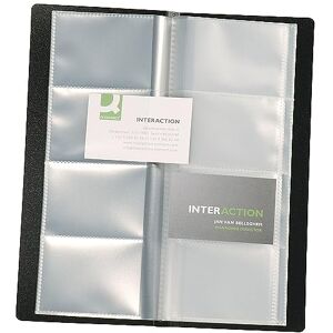 Q-Connect Visitenkartenbuch schwarz für 160 Karten Mappenformat ca. (BxH): 11,0 x 26,0 cm, für Visitenkarten 9,0 x 5,7 cm. Kunststoffmaterial mit glatter Oberfläche und fest eingeschweißten transparenten Hüllen Q-Connect Visitenkartenbuch schwarz für 160 Karten Mappenformat ca. (BxH): 11,0 x 26,0 cm, für Visitenkarten 9,0 x 5,7 cm. Kunststoffmaterial mit glatter Oberfläche und fest eingeschweißten transparenten Hüllen