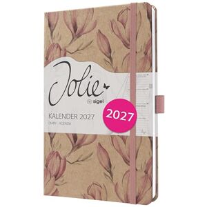 Sigel 7J813 Wochenkalender 2027 A5 rose, weiß, Hardcover aus Kraftpapier, Gummiband, Stiftschlaufe, 174 Seiten, vegan, Buchkalender, Terminplaner Taschenkalender Jolie Sigel 7J813 Wochenkalender 2027 A5 rose, weiß, Hardcover aus Kraftpapier, Gummiband, Stiftschlaufe, 174 Seiten, vegan, Buchkalender, Terminplaner Taschenkalender Jolie