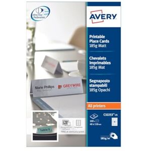 Avery Zweckform C32253-25 Tischkarten (100 Stück, 185g, 110x40 mm, blanko, beidseitig bedruckbar, matt weiß, extra feine Mikroperforation, 25 Blatt) zum Selbstbedrucken auf allen Druckern Avery Zweckform C32253-25 Tischkarten (100 Stück, 185g, 110x40 mm, blanko, beidseitig bedruckbar, matt weiß, extra feine Mikroperforation, 25 Blatt) zum Selbstbedrucken auf allen Druckern