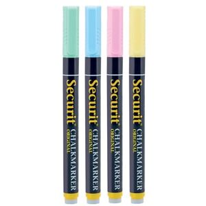 SECURIT 4er-Set Kreidemarker Für nicht-poröse Oberflächen (Schwarze Tafel, Glas, Metall, Spiegel...) Dünne Spitze 1-2 mm 4 Farben (Pastel) SECURIT 4er-Set Kreidemarker Für nicht-poröse Oberflächen (Schwarze Tafel, Glas, Metall, Spiegel...) Dünne Spitze 1-2 mm 4 Farben (Pastel)