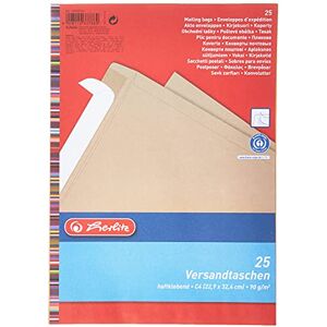 Herlitz Versandtasche C4 90 g Haftklebend, Recyclingpapier, blauer Engel, 25-er Packung, eingeschweißt, braun Herlitz Versandtasche C4 90 g Haftklebend, Recyclingpapier, blauer Engel, 25-er Packung, eingeschweißt, braun