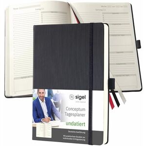 Sigel CO705 Undatierter Tagesplaner mit 365 Tages-Kalendarium, ca. A5, schwarz, Hardcover, für 1 Jahr, inkl. Erfolgsjournal, aus nachhaltigem Papier, Conceptum, undated Planner Sigel CO705 Undatierter Tagesplaner mit 365 Tages-Kalendarium, ca. A5, schwarz, Hardcover, für 1 Jahr, inkl. Erfolgsjournal, aus nachhaltigem Papier, Conceptum, undated Planner
