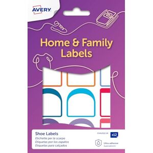 Avery Schuhetiketten zum Aufkleben für Kinder und Erwachsene, langlebige Namensetiketten für Schuhe, 24 Stück, 2 Größen (30 x 30 mm und 15 x 30 mm), weiß mit kräftigen Farbkanten, wasserdicht und Avery Schuhetiketten zum Aufkleben für Kinder und Erwachsene, langlebige Namensetiketten für Schuhe, 24 Stück, 2 Größen (30 x 30 mm und 15 x 30 mm), weiß mit kräftigen Farbkanten, wasserdicht und