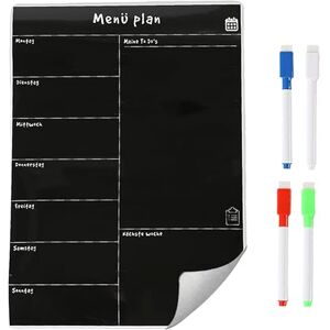 Relaxdays Speiseplan Wochenplaner, HxB 42 x 30 cm, magnetisch, abwischbar, 4 Marker, Whiteboard für Kühlschrank, schwarz Relaxdays Speiseplan Wochenplaner, HxB 42 x 30 cm, magnetisch, abwischbar, 4 Marker, Whiteboard für Kühlschrank, schwarz