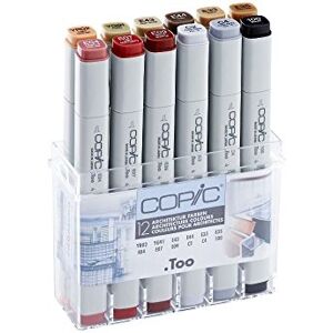 Copic Classic Set "Architektur Farben", 12er Set im Acryl-Display, Twin Marker mit einer mittelbreiten und einer feinen Spitze Copic Classic Set "Architektur Farben", 12er Set im Acryl-Display, Twin Marker mit einer mittelbreiten und einer feinen Spitze