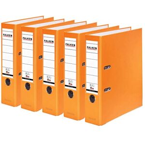 FALKEN Original 5er Pack PP-Color Kunststoff-Ordner. Made in Germany. 8 cm breit DIN A4 orange Vegan Ringordner Aktenordner Briefordner Büroordner Plastikordner Schlitzordner FALKEN Original 5er Pack PP-Color Kunststoff-Ordner. Made in Germany. 8 cm breit DIN A4 orange Vegan Ringordner Aktenordner Briefordner Büroordner Plastikordner Schlitzordner