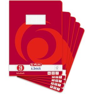 Herlitz Schulheft A4, 32 Blatt, Lineatur 28, kariert mit Doppelrand, 5 Stück Herlitz Schulheft A4, 32 Blatt, Lineatur 28, kariert mit Doppelrand, 5 Stück