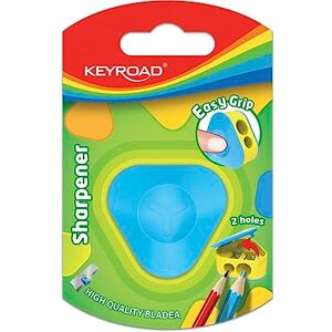 KEYROAD Ergonomischer Doppel-Anspitzer Dreieckiger mit Behälter/ 1 Stück/aus Kunststoff/Klingen aus Stahl/von Bleistiften und Buntstiften/Blister Mischfarben KEYROAD Ergonomischer Doppel-Anspitzer Dreieckiger mit Behälter/ 1 Stück/aus Kunststoff/Klingen aus Stahl/von Bleistiften und Buntstiften/Blister Mischfarben