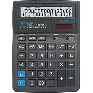 DONAU TECH Tischrechner / 16-Stellig Wurzelfunktion/ 19,9 x 15,3 x 3,1 cm/Schwarz/Rechner mit 16-stelliger Anzeige/Dual-Power Solar Batteriebetrieb/Kompaktes Design DONAU TECH Tischrechner / 16-Stellig Wurzelfunktion/ 19,9 x 15,3 x 3,1 cm/Schwarz/Rechner mit 16-stelliger Anzeige/Dual-Power Solar Batteriebetrieb/Kompaktes Design