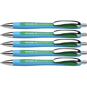 Schneider 132504 Slider Rave XB Kugelschreiber (Weiches Schreiben ohne Kratzen für lange Texte in Schule, Uni und Beruf) 5 Stück, Blau-Grün, Tinte: Grün Schneider 132504 Slider Rave XB Kugelschreiber (Weiches Schreiben ohne Kratzen für lange Texte in Schule, Uni und Beruf) 5 Stück, Blau-Grün, Tinte: Grün