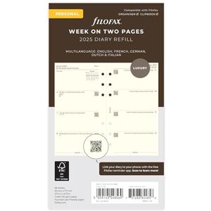 Filofax Personal 5 LANG COTTON CREAM WEEK ON 2 2025 Filofax Personal 5 LANG COTTON CREAM WEEK ON 2 2025