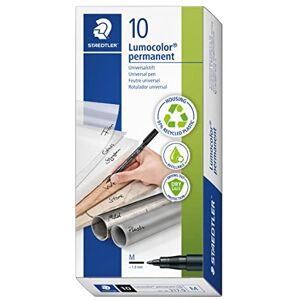 Staedtler permanent Marker Lumocolor, schwarz, Linienbreite ca. 1,0 mm, wisch- und wasserfest, Made in Germany, nachfüllbar, lange Lebensdauer, 10 schwarze Universalstifte im Kartonetui, 317-9 Staedtler permanent Marker Lumocolor, schwarz, Linienbreite ca. 1,0 mm, wisch- und wasserfest, Made in Germany, nachfüllbar, lange Lebensdauer, 10 schwarze Universalstifte im Kartonetui, 317-9