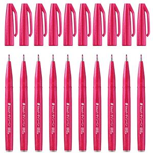 Pentel SES15C-B2X Brush Sign Pen burgunderrot, Faserschreiber, pinselähnliche Spitze, 10 Stück Pentel SES15C-B2X Brush Sign Pen burgunderrot, Faserschreiber, pinselähnliche Spitze, 10 Stück