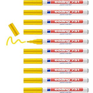 edding 751 Lackmarker gelb 10 Lackmarker Rundspitze 1-2 mm Lackstift für Glas, Stein, Holz, Kunststoff und Papier wasserfest, stark deckend edding 751 Lackmarker gelb 10 Lackmarker Rundspitze 1-2 mm Lackstift für Glas, Stein, Holz, Kunststoff und Papier wasserfest, stark deckend