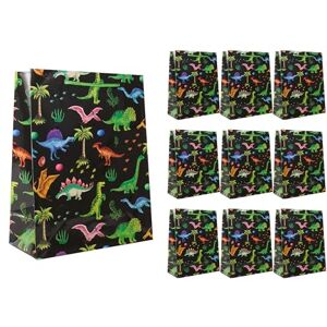Idena 90244 Geschenktüten Dinos, 10 Stück, Geschenktaschen in der Größe 18 x 23 x 8 cm, Schwarze Papiertüten mit Dinosauriern Idena 90244 Geschenktüten Dinos, 10 Stück, Geschenktaschen in der Größe 18 x 23 x 8 cm, Schwarze Papiertüten mit Dinosauriern