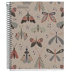 Miquelrius Notebook-Notizbuch 100 % recycelt, 1 Farbstreifen, A5, 80 kariert, 5 mm, Papier 80 g, 2 Bohrungen, Recycling-Karton, Design Ecobutterfly Miquelrius Notebook-Notizbuch 100 % recycelt, 1 Farbstreifen, A5, 80 kariert, 5 mm, Papier 80 g, 2 Bohrungen, Recycling-Karton, Design Ecobutterfly