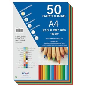 DOHE A4-Karton, kräftige Farben, für Bastelarbeiten und Druck (50 Stück) – 21 x 29,7 cm – 180 g/m² – Büromaterial DOHE A4-Karton, kräftige Farben, für Bastelarbeiten und Druck (50 Stück) – 21 x 29,7 cm – 180 g/m² – Büromaterial