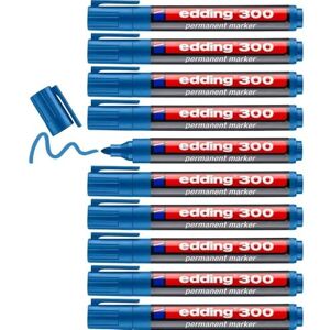 edding 300 Permanentmarker hell-blau 10 Stifte Rundspitze 1,5-3 mm wasserfest, schnell-trocknend wischfest für Karton, Kunststoff, Glas, Holz, Metall, Glas edding 300 Permanentmarker hell-blau 10 Stifte Rundspitze 1,5-3 mm wasserfest, schnell-trocknend wischfest für Karton, Kunststoff, Glas, Holz, Metall, Glas