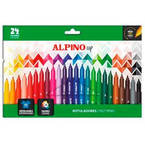 Alpino Set mit 24 Filzstiften mit runder Spitze, 1 mm, verschiedene lebendige Farben zum Schreiben, Skizzieren und Design, robuste und langlebige Faserstifte, schlägt nicht durch Papier ab, super Alpino Set mit 24 Filzstiften mit runder Spitze, 1 mm, verschiedene lebendige Farben zum Schreiben, Skizzieren und Design, robuste und langlebige Faserstifte, schlägt nicht durch Papier ab, super