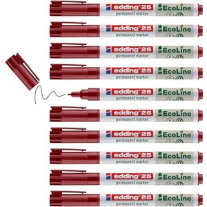 edding 25 Ecoline Permanentmarker rot 10 Stifte Rund-Spitze 1 mm schnell trocknender Permanent Marker wasserfest, wischfest für Karton, Kunststoff, Holz, Metall Universalmarker edding 25 Ecoline Permanentmarker rot 10 Stifte Rund-Spitze 1 mm schnell trocknender Permanent Marker wasserfest, wischfest für Karton, Kunststoff, Holz, Metall Universalmarker