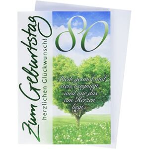 Perleberg Geburtstagskarte zum 80. Geburtstag Basic Classic Herzbaum 11,6 x 16,6 cm Perleberg Geburtstagskarte zum 80. Geburtstag Basic Classic Herzbaum 11,6 x 16,6 cm