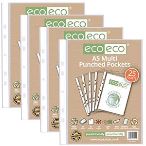 Klarsichthüllen, A5, 100% recycelt, mehrfach gelocht, 45 Mikron (100 Hüllen), eco012x4 Klarsichthüllen, A5, 100% recycelt, mehrfach gelocht, 45 Mikron (100 Hüllen), eco012x4