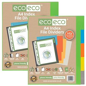 A4 50% recycelte, mehrfach gelochte verstärkte Farb-Set, 5 extra breite Register 200 mic (2 Stück) eco072x2 A4 50% recycelte, mehrfach gelochte verstärkte Farb-Set, 5 extra breite Register 200 mic (2 Stück) eco072x2