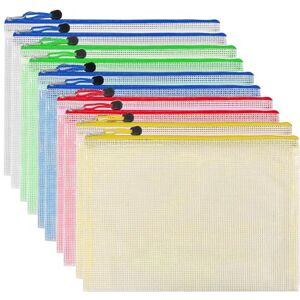 Woobroo Dokumententasche mit Reißverschluss, A6, Tasche mit Reißverschluss, 5 Farben, PVC, transparent, Dokumentenmappe, Netz-Reißverschluss, für Reisen, Büro, Reisen, Zubehör (10 Stück) Woobroo Dokumententasche mit Reißverschluss, A6, Tasche mit Reißverschluss, 5 Farben, PVC, transparent, Dokumentenmappe, Netz-Reißverschluss, für Reisen, Büro, Reisen, Zubehör (10 Stück)