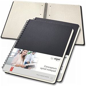 Sigel CO822/3 Premium Spiralblock A5 kariert schwarz 80 Blatt, sehr stabiler Hardcover-Einband, 3er Pack, Einsteckfach, aus nachhaltigem Papier, Conceptum Notizblock Sigel CO822/3 Premium Spiralblock A5 kariert schwarz 80 Blatt, sehr stabiler Hardcover-Einband, 3er Pack, Einsteckfach, aus nachhaltigem Papier, Conceptum Notizblock