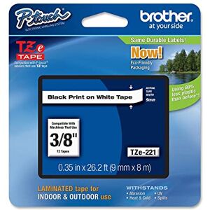Brother Black on White Gloss Laminated Tape, 9mm TZ Label-Making Tape Label-Making Tapes (9mm, TZ, 8m, 9mm) Brother Black on White Gloss Laminated Tape, 9mm TZ Label-Making Tape Label-Making Tapes (9mm, TZ, 8m, 9mm)