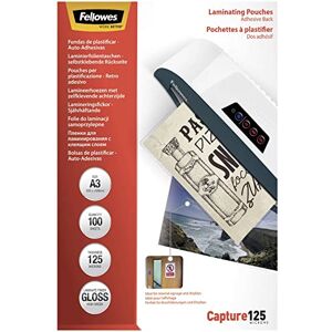 Fellowes Laminierfolie A3, 125 Mikron (2 x 125 mic), mit selbstklebender Rückseite für Aushänge und Hinweisschilder, 100 Stück Fellowes Laminierfolie A3, 125 Mikron (2 x 125 mic), mit selbstklebender Rückseite für Aushänge und Hinweisschilder, 100 Stück