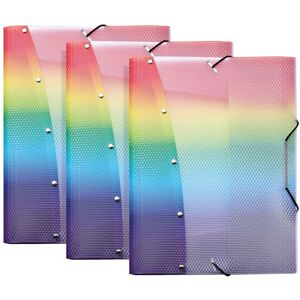 VELOFLEX 4442404-3 Sammelmappe Rainbow Diamond, DIN A4, 3 Ordnungsmappen mit Gummizug, strapazierfähig, Jurismappe aus PP VELOFLEX 4442404-3 Sammelmappe Rainbow Diamond, DIN A4, 3 Ordnungsmappen mit Gummizug, strapazierfähig, Jurismappe aus PP